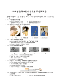 岳阳中考物理试卷和答案word版