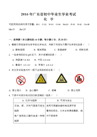 广东广州中考化学试题及答案