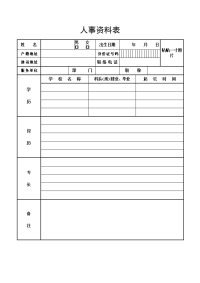 人事资料表模板