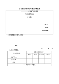 公司部门中层领导年度工作考核表