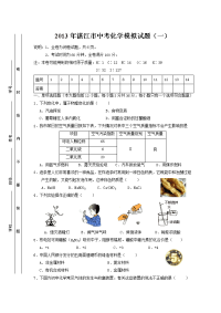 湛江市中考化学模拟试题一及参考答案