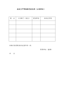 企业方平等协商代表名单