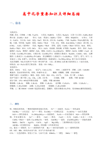 高中高考必考化学重要知识点详细总结完整版