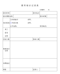 公司培训记录表