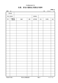 仪器、设备计量检定／校准证书清单