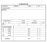 不合格品评审记录