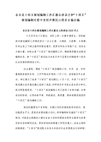 在全县十四五规划编制工作汇报会讲话文和“十四五”规划编制过程中发好声聚民心得发言稿合编