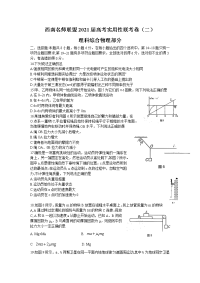 西南名师联盟2021届高三高考实用性联考卷（二）理科综合物理试题 Word版含答案