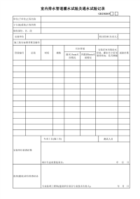 室内排水管道灌水试验及通水试验记录