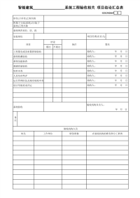 智能建筑系统工程验收相关项目结论汇兑表