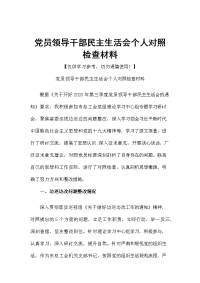 党员领导干部民主生活会个人对照检查材料