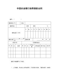 中国农业银行信用借款合同