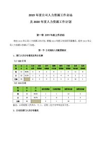 人力资源部年度工作总结及计划范本