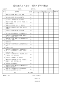 酒店前厅客房主管晋升考核表