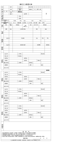 新员工入职登记表模板