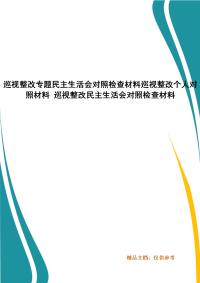 巡视整改专题民主生活会对照检查材料巡视整改个人对照材料