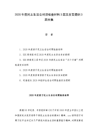 2020年度民主生活会对照检查材料3篇及发言提纲3篇合集