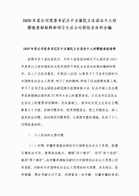 2020年某公司党委书记五个方面民主生活会个人对照检查材材料和领导生活会对照检查材料合编