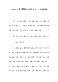 2020年度局主要领导组织生活会个人剖析材料