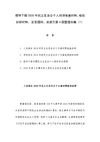 领导干部2020年民主生活会个人对照检查材料、检视剖析材料、发言提纲、实施方案4篇整理合集（1）