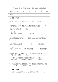 六年级上册数学试卷—期末综合测试卷 人教版（无答案）4