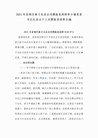 2021年某领导班子生活会对照检查材料和乡镇党委书记生活会个人对照检查材料合编