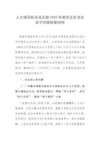 2篇派出所长、人大领导机关党支部2020年度民主生活会班子对照检查材料