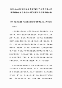 2020年在县党委书记抓基层党建工作述职评议会议讲话稿和在基层党组织书记述职评议会讲话稿合编