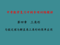 中考数学复习冲刺专项训练精讲：勾股定理与解直角三角形的简单应用教学课件