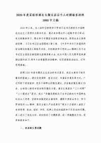 2020年度某组织部长专题生活会个人对照检查材料Word版文稿