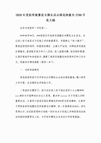 2020年党组巡视整改专题生活会情况的报告Word版范文稿