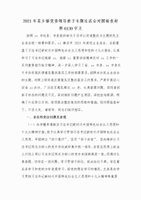 2021年某乡镇党委领导班子专题生活会对照检查材料Word版文