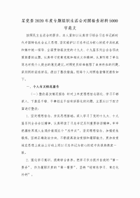 某党委2020年度专题组织生活会对照检查材料Word版范文