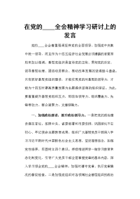 在党的____全会精神学习研讨上的发言