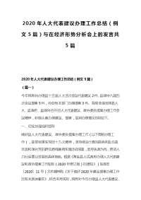 2020年人大代表建议办理工作总结（例文5篇）与在经济形势分析会上的发言共5篇