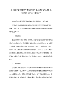 某镇新型冠状病毒感染的肺炎疫情防控工作进展情况汇报范文