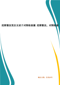 巡察整改党总支班子对照检查篇 巡察整改，对照检查