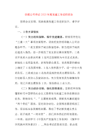 供暖公司书记2020年度党建工作述职报告