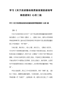 学习《关于改进推动高质量发展的政绩考核的通知》心得二篇