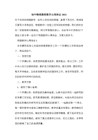 初中物理教师教学心得体会2021