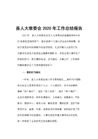 县人大常委会2020年工作总结报告