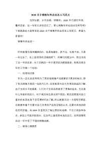 2020关于销售年终总结怎么写范文