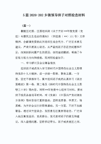 5篇2020-202乡镇领导班子对照检查材料