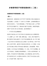 乡镇领导班子对照检查材料（二篇）