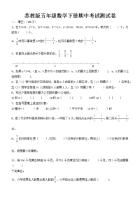 苏教版五年级数学下册期中模拟试卷