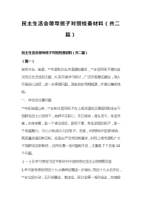 民主生活会领导班子对照检查材料（共二篇）