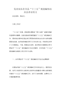 发改局长在全县“十三五”规划编制动员会讲话范文