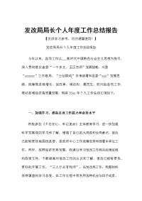 发改局局长个人年度工作总结报告