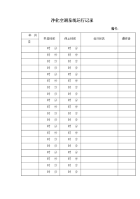 净化空调系统运行记录