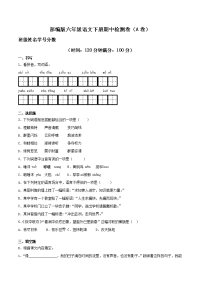 部编版六年级语文下册期中检测卷一（含答案）